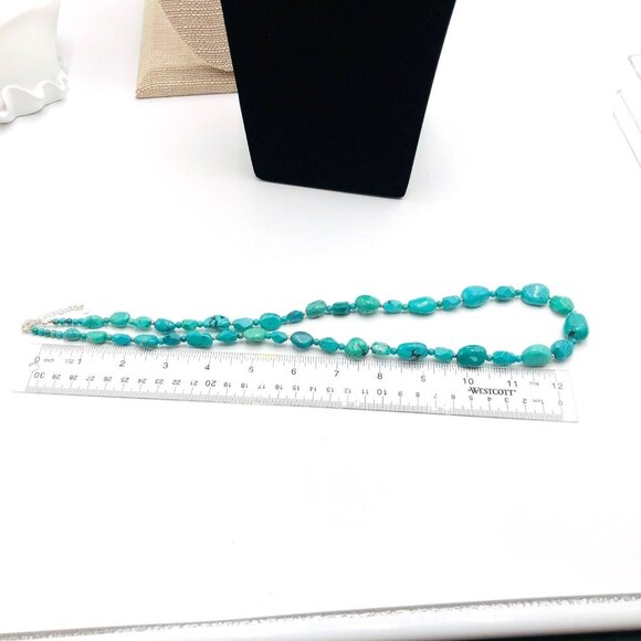 Sally C Treasures Womens Necklace Sterling Silver Blue Turquoise 26 Inch - Picture 3 of 3